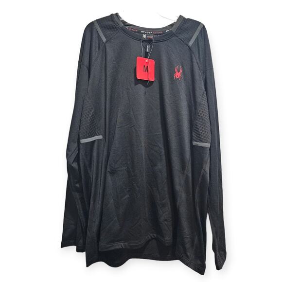 Spyder Active Shirt Size Medium Black Long Sleeve Men New - Picture 1 of 2